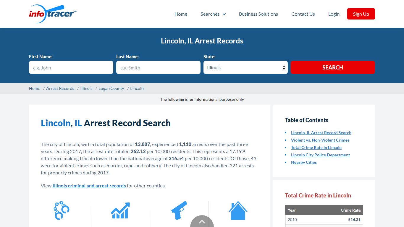 Search Lincoln, IL Arrest Records Online - InfoTracer